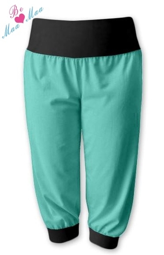 Be MaaMaa Sportovní 3/4 legíny CAPRI - máta/černá; S/M