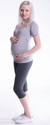 Be MaaMaa Těhotenské barevné legíny 3/4 délky - tm. béžová, vel. M; M (38)