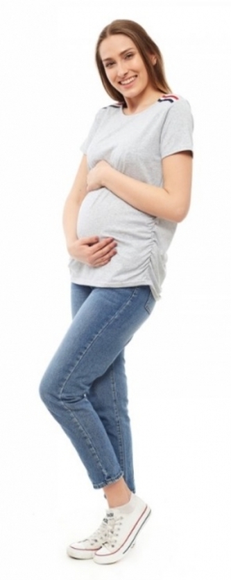 Be MaaMaa Těhotenské triko, kr. rukáv - šedé, vel. L/XL; L/XL