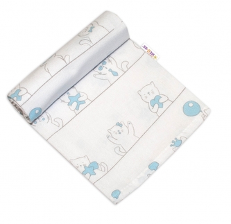 Baby Nellys Flanelová plenka, 70x80 cm - Kocour elegán, modrý Baby Nellys Flanelová plenka, 70x80 cm - Kocour elegán, modrý