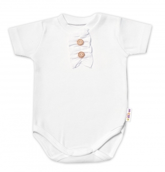 Baby Nellys Kojenecké žebrované body s knoflíčky kr. rukáv, Girl - bílé; 62 (2-3m)