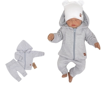 Z&Z 2-dílná bavlněná tepláková souprava Hvězdička - šedá, vel. 80; 80 (9-12m)