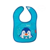 Bavlněný bryndáček Tučňák, 0-12m - modrý, třívrstvý