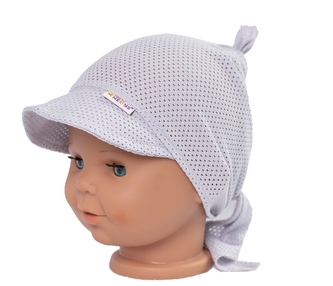 Dětský síťkovaný šátek s kšiltem na zavazování Uzlík Baby Nellys, šedý, vel. 92/104; 92-104 (2-3r)