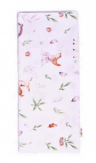 Baby Nellys Flanelová plenka, 70x80 cm - Ježek a kamarádi, bílá