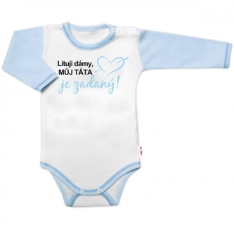 Body dl. rukáv s vtip. textem Baby Nellys, Lituji dámy, můj táta je zadaný, vel. 86; 86 (12-18m) Body dl. rukáv s vtip. textem Baby Nellys, Lituji dámy, můj táta je zadaný, vel. 86; 86 (12-18m)