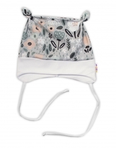 Baby Nellys Kojenecká čepička uzlíček na zavazování - Palouček, mátová; 56/62 (0-3m)