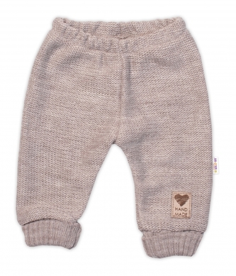 Pletené kojenecké kalhoty Hand Made Baby Nellys, béžové, vel. 80/86; 80/86 (12-18m)