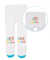 Bavlněné punčocháče Baby Nellys ® - I love Mom, I love Dad - bílé, 92/98; 92/98 (18-36m)