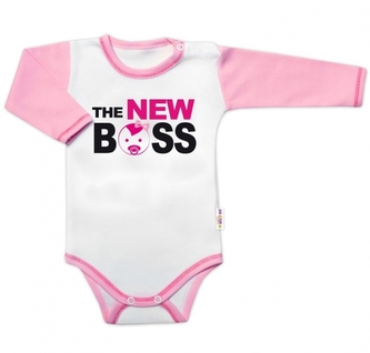 Body dlouhý rukáv s vtipným textem Baby Nellys, The New Boss, vel. 80, holka; 80 (9-12m) Body dlouhý rukáv s vtipným textem Baby Nellys, The New Boss, vel. 80, holka; 80 (9-12m)
