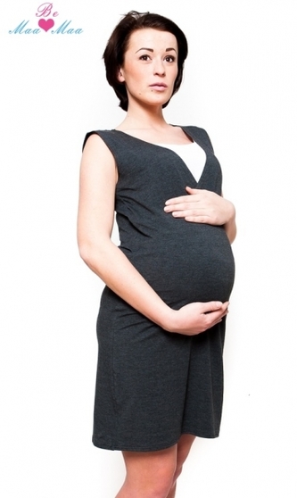 Be MaaMaa Těhotenská, kojící noční košile Iris - grafit; S/M