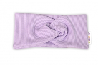 Baby Nellys Hand Made Dvouvrstvá žebrovaná čelenka, lila; 56/62 (0-3m)