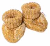 Baby Nellys Pletené botičky/capáčky STAR Hand Made, medové žihané; 56/62 (0-3m)