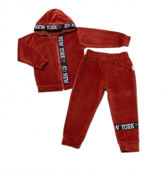 Mamatti Dětská tepláková souprava Velvet zapínání na zip, Fox, hnědá, vel. 86; 86 (12-18m)