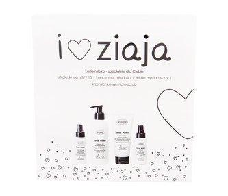 Ziaja Goat´s Milk denní pleťový krém SPF15 50 ml + pleťové sérum 50 ml + čisticí gel 200 ml + pleťový peeling 75 ml
