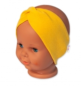 Baby Nellys Bavlněná čelenka dvouvrstvá, hořčicová, vel. 12-18 měsíců; 80/86 (12-18m)