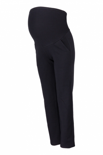 Be MaaMaa Těhotenské kalhoty s elastickým pásem a kapsami - černé, vel. XL