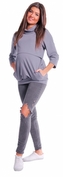 Be MaaMaa Těhotenské a kojící teplákové triko - metalická šeď, vel. XL; XL (42)