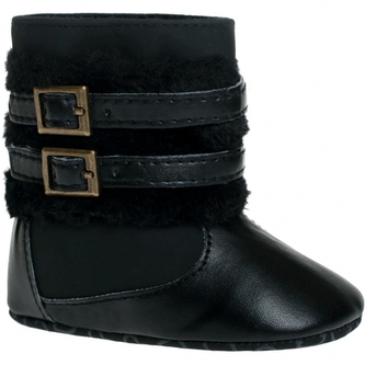 Zimní capačky/botičky BOBO BABY se sponou - černé, vel.  6/12m; 68-80 (6-12m)