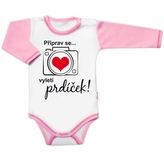 Body dlouhý rukáv s vtipným textem Baby Nellys, Připrav se....vyletí prdíček, holka,vel.62; 62 (2-3m)