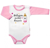 Body dl. rukáv s vtip. textem Baby Nellys,  Milujem nočné desiate, holka; 56 (1-2m)