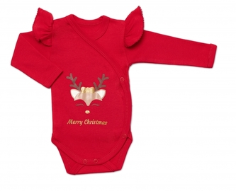 Mamatti Kojenecké body dlouhý rukáv, zapínání bokem, Vánoce s volánkem, červeno/zlatá; 56 (1-2m)