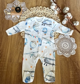 Kojenecký bavlněný overal Mamatti, Balón - bílý, vel. 68; 68 (3-6m)