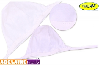 Novorozenecká čepička na zavazování - bílá; 56 (1-2m)