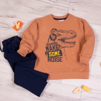 K-Baby Tepláková souprava DINO, hnědá, granát, vel. 110; 110 (4-5r)