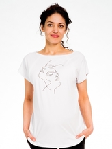 Be MaaMaa Těhotenské/kojicí triko, halenka, FACES - bílé, vel. XL