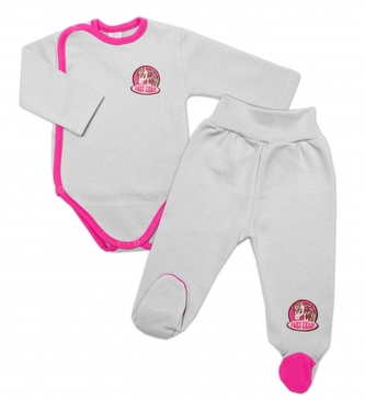 2-dílná sada G-baby body dl. rukáv zap. bokem + polodupačky Pony Farm, šedá, vel. 62; 62 (2-3m)