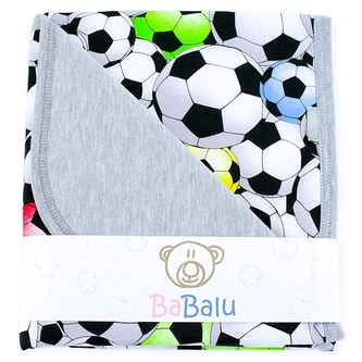 Bavlněná oboustranná deka 80x90cm BaBalu, Fotbal - šedá