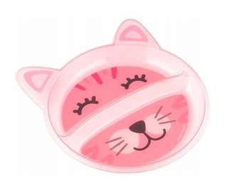 Canpol babies Plastový talířek dvoukomorový - Kočička