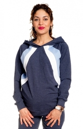 Těhotenská/kojící mikina s kapucí Be MaaMaa, Cama - jeans, vel. M