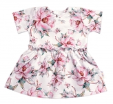 Šaty kr. rukáv, bavlna, Růžičky Baby Nellys, smetanové, vel. 128/134; 128-134 (7-9r)