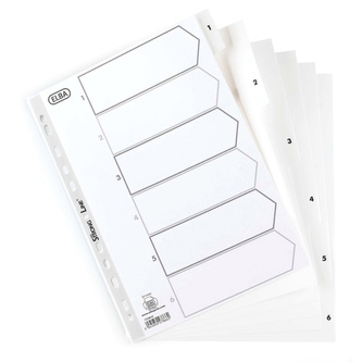Elba, Rejstřík Strongline, PP, A4, 1-6, bílá