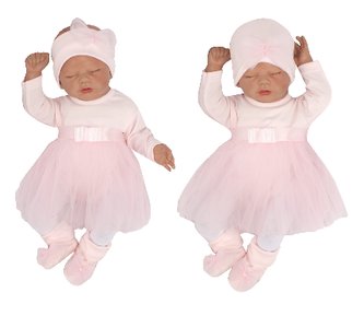 Z&Z 5-dílná soupravička sukničkobody, punčochy, čepička, čelenka, botičky - růžová; 56 (1-2m)