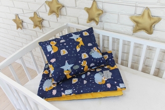 2-dílná sada do postýlky Velvet hořčicový, liška a noční obloha 2-dílná sada do postýlky Velvet hořčicový, liška a noční obloha