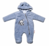 Baby Nellys Chlupáčkový overálek s kapucí, Cute Bunny - šedý, vel. 62; 62 (2-3m)