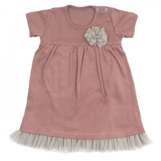 Mamatti Dětské šaty s tylem, kr. rukáv, Happy - vínová, vel. 86; 86 (12-18m)