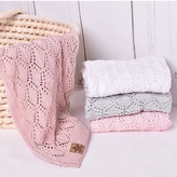 Luxusní bavlněná háčkovaná deka, dečka. ažurková LOVE, 75x95cm - pudrová