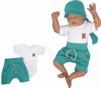 Z&Z 2-dílná sada body kr. rukáv, kraťásky s provázkem - zelená, bílá, vel. 86