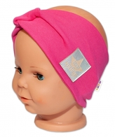 Baby Nellys Hand Made Jarní, bavlněná čelenka - dvouvrstvá, tm. růžová, 1-3 roky; 80-98 (9-36m)