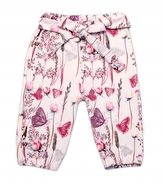 Baby Nellys Tepláčky s ozdobným páskem Motýlci - růžová, vel. 80; 80 (9-12m)