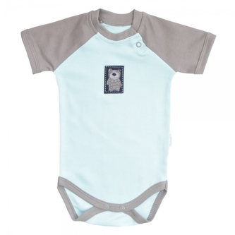 Mamatti Kojenecké body krátký rukáv Bear - mátová/šedá, vel. 80; 80 (9-12m)