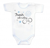 Body krátký rukáv s vtipným textem Baby Nellys, Trenér celé rodiny, vel. 62; 62 (2-3m)