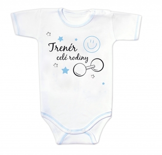 Body krátký rukáv s vtipným textem Baby Nellys, Trenér celé rodiny, vel. 62; 62 (2-3m)