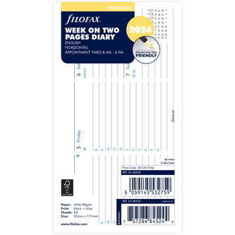 Filofax, Kalendář 2024 osobní, týden/2 strany, horizontální, AJ