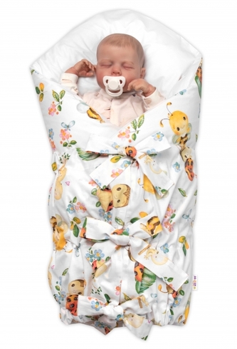 Náhradní povlak na péřovou zavinovačku MAXI LALLY Baby Nellys,Včelky a Berušky, bílý; 85x85