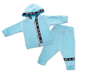 Mamatti Dětská tepláková souprava Velvet zapínání na zip, Bear, sv. modrá; 62 (2-3m)